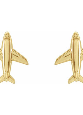 14K White Gold Airplane Earrings