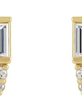 Platinum Natural Blue Sapphire & .03 CTW Natural Diamond Bar Earrings