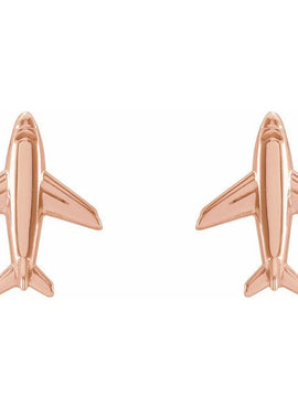 14K White Gold Airplane Earrings