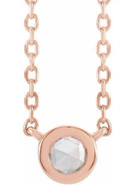 Platinum 1/3 CT Rose-Cut Natural Diamond Bezel-Set 18