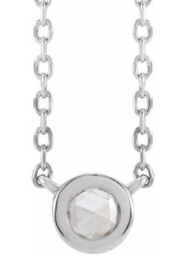 Platinum 1/3 CT Rose-Cut Natural Diamond Bezel-Set 18