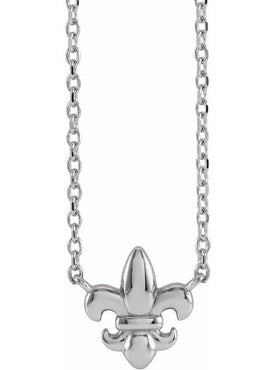 14K White Gold Petite Fleur-de-lis 18