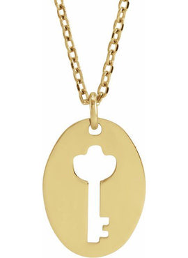 14K White Gold 9.9x5.8 mm Pierced Key Silhouette Pendant