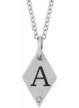 14K Rose Gold .005 CT Natural Diamond Rhombus 16-18