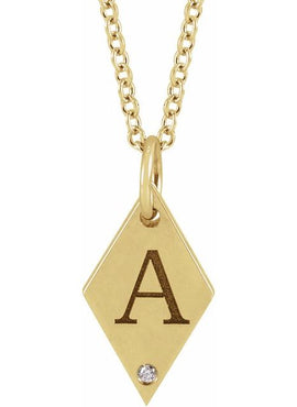 14K Rose Gold .005 CT Natural Diamond Rhombus 16-18