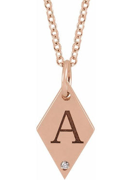 14K Rose Gold .005 CT Natural Diamond Rhombus 16-18