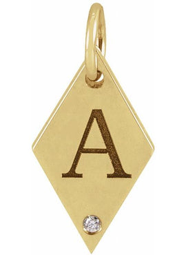14K Rose Gold .005 CT Natural Diamond Rhombus 16-18