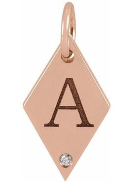 14K Rose Gold .005 CT Natural Diamond Rhombus 16-18