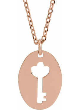 14K White Gold 9.9x5.8 mm Pierced Key Silhouette Pendant