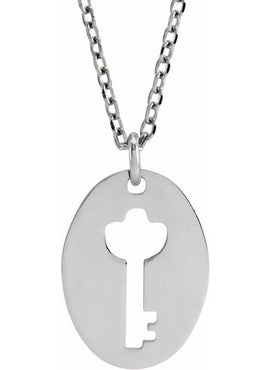 14K White Gold 9.9x5.8 mm Pierced Key Silhouette Pendant
