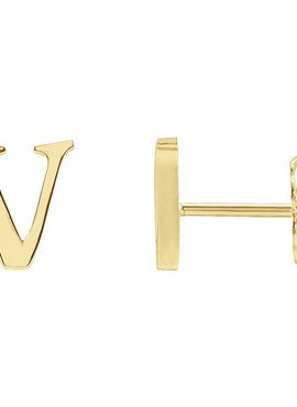 14K Yellow Gold Single Roman Numeral L Earring