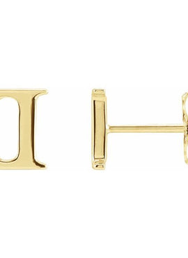 14K Yellow Gold Single Roman Numeral L Earring