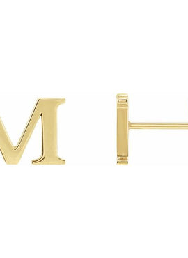 14K Yellow Gold Single Roman Numeral L Earring