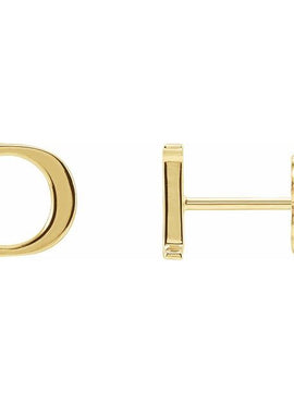 14K Yellow Gold Single Roman Numeral L Earring