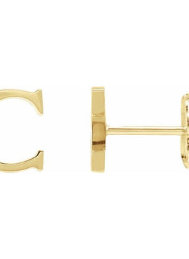 14K Yellow Gold Single Roman Numeral L Earring