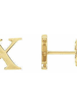 14K Yellow Gold Single Roman Numeral L Earring