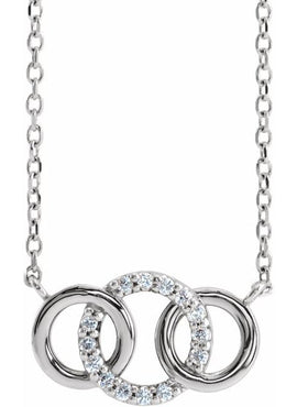 14K White Gold .05 CTW Natural Diamond Interlocking Circle 18