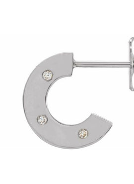 14K White Gold .025 CTW Natural Diamond Flat Hoop Earrings