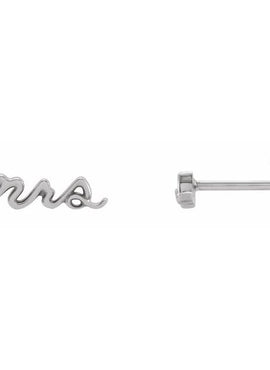 14K White Gold Mrs Earrings