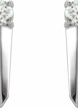 14K White Gold 1/6 CTW Natural Diamond Knife-Edge Bar Earrings