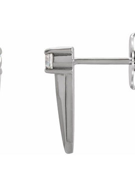 14K White Gold 1/6 CTW Natural Diamond Knife-Edge Bar Earrings