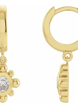 Platinum 1/3 CTW Natural Diamond Beaded Bezel-Set Hinged Hoop Earrings