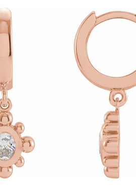 Platinum 1/3 CTW Natural Diamond Beaded Bezel-Set Hinged Hoop Earrings