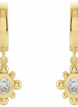 Platinum 1/3 CTW Natural Diamond Beaded Bezel-Set Hinged Hoop Earrings