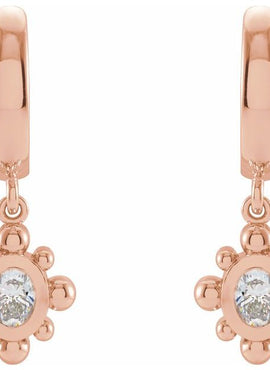 Platinum 1/3 CTW Natural Diamond Beaded Bezel-Set Hinged Hoop Earrings