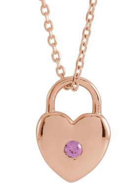 Platinum Natural Pink Sapphire Heart Lock Pendant