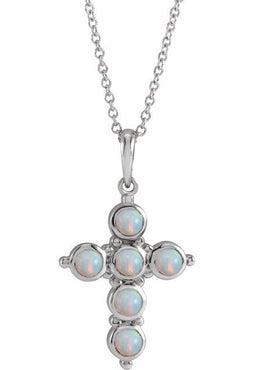 Platinum Natural Black Onyx Cross 16-18