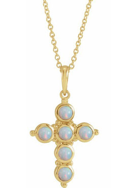 Platinum Natural Black Onyx Cross 16-18