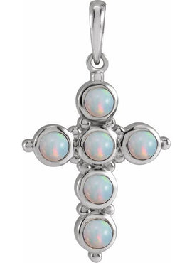 Platinum Natural Black Onyx Cross 16-18