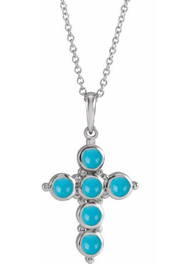 Platinum Natural Black Onyx Cross 16-18