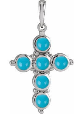 Platinum Natural Black Onyx Cross 16-18