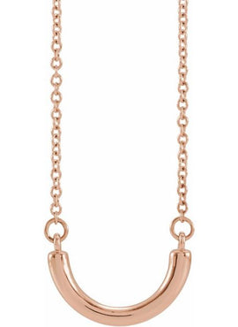 14K Rose Gold 22.2x9.3 mm Curved Bar 18
