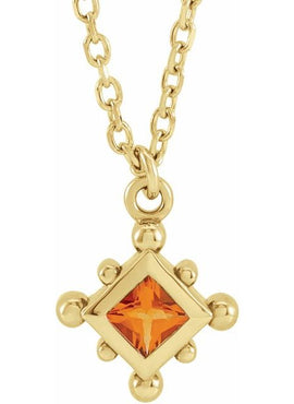 14K Rose Gold Natural Emerald Bezel-Set Beaded 16-18