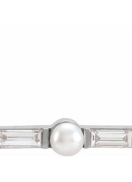 14K Yellow Gold Cultured White Seed Pearl & 1/6 CTW Natural Diamond Petite Bar 18