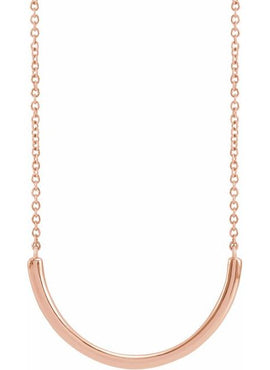 14K Rose Gold 22.2x9.3 mm Curved Bar 18