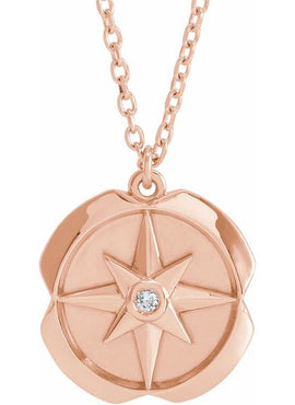 14K Rose Gold .01 CT Natural Diamond Star 16-18
