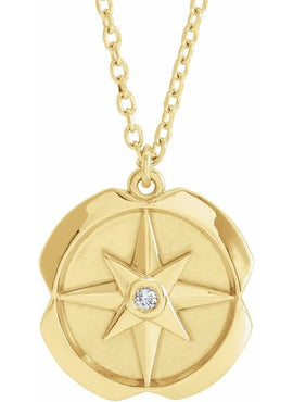 14K Rose Gold .01 CT Natural Diamond Star 16-18