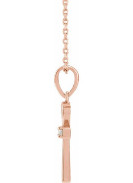 Platinum .03 CT Natural Diamond Ankh Cross Pendant