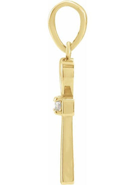 Platinum .03 CT Natural Diamond Ankh Cross Pendant