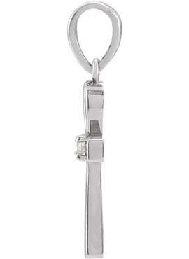 Platinum .03 CT Natural Diamond Ankh Cross Pendant