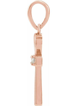 Platinum .03 CT Natural Diamond Ankh Cross Pendant