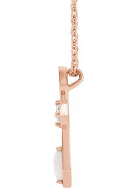 Platinum Natural White Opal & .05 CT Natural Diamond Cross Pendant