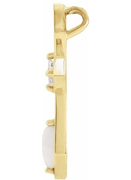 Platinum Natural White Opal & .05 CT Natural Diamond Cross Pendant