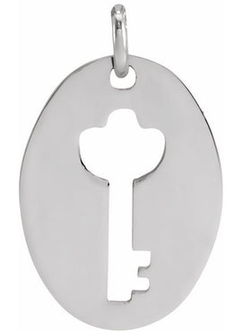 14K White Gold 9.9x5.8 mm Pierced Key Silhouette Pendant