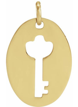 14K White Gold 9.9x5.8 mm Pierced Key Silhouette Pendant