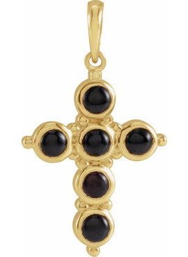Platinum Natural Black Onyx Cross 16-18